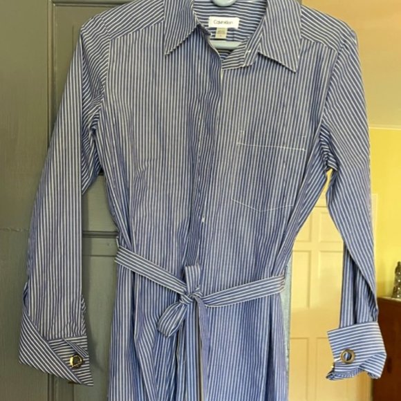 Calvin Klein Dresses & Skirts - CALVIN KLEIN PINSTRIPE CLASSIC BOYFRIEND SHIRT DRESS NWOT